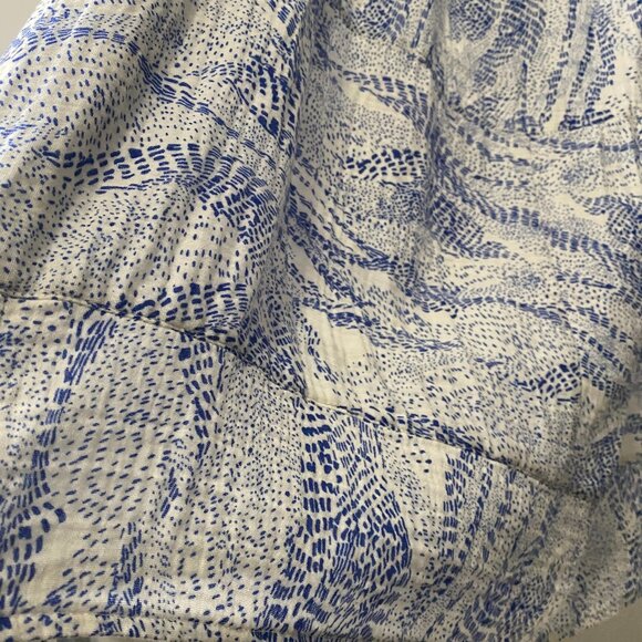 Refashioned Plus Size Upcycled 100% Cotton White Blue Double Gauze Strap Dress - Picture 10 of 13